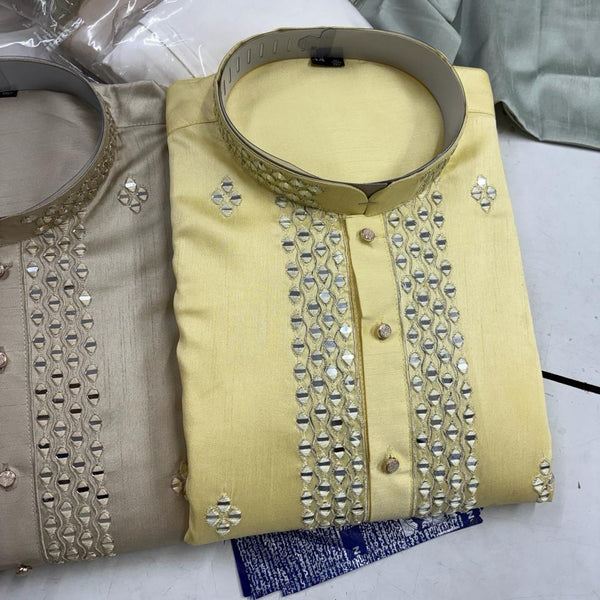 Mens mirror work kurta pant set