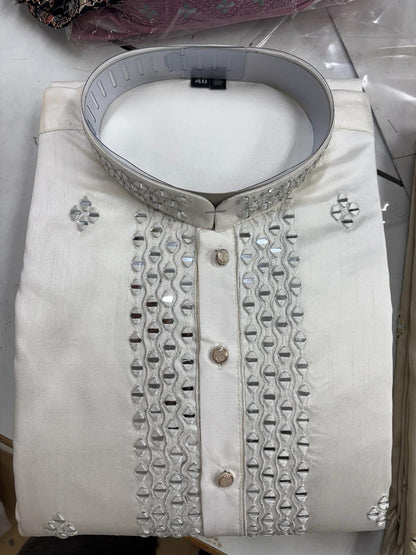 Mens mirror work kurta pant set